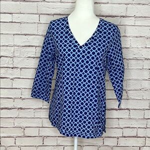 Three Island Ring Pattern 100% Cotton Tunic Top Small